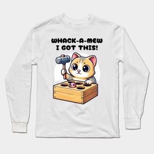 Classic Whack-A-Mew Kitten Toy Hammer Game Cute Cat Humor Long Sleeve T-Shirt